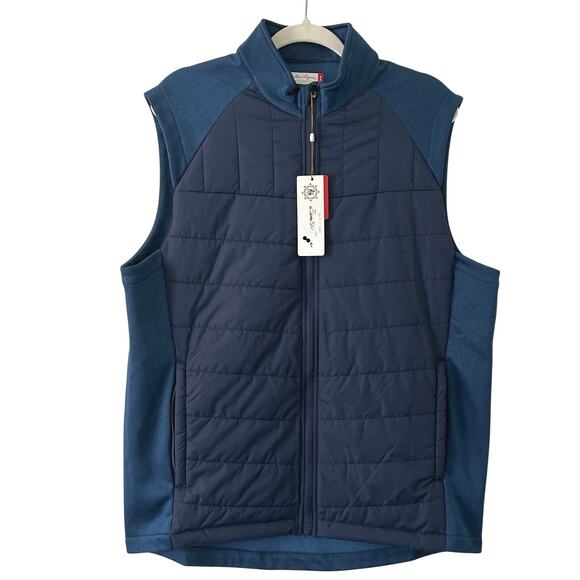 Ben Hogan Men's Performance Golf Quilted Fabric Navy Full Zip Vest M Medium New - Picture 1 of 10
